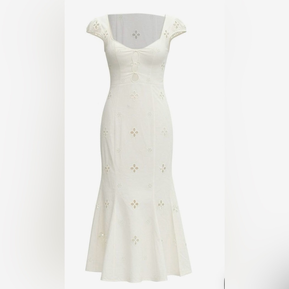 Midi White Floral Dress